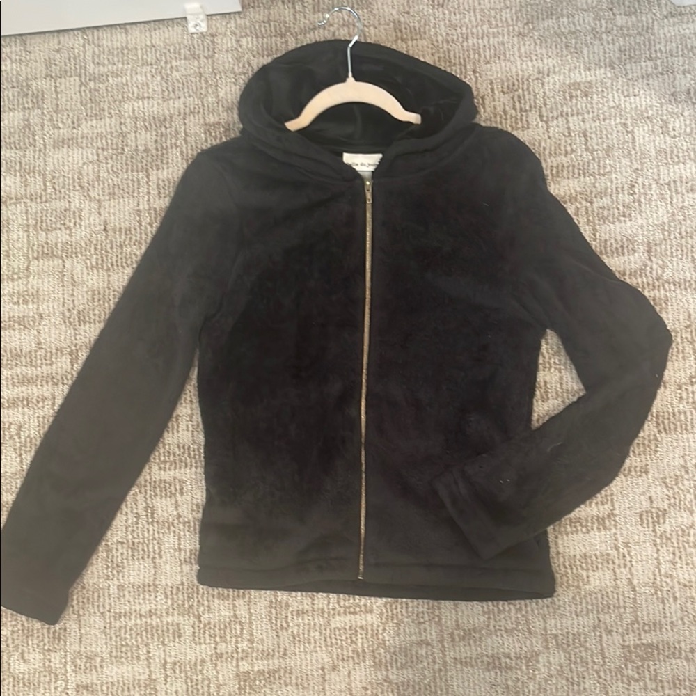 Belle Du Jour Black Teddy Jacket Plush Cozy Style